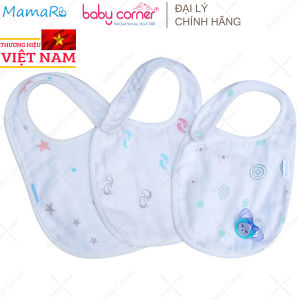 Set 3 Yếm Ăn Tròn Mamaru 22x28cm Họa Tiết Ngẫu Nhiên Cho Bé