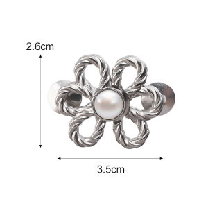 4/2pair Waist Metal Flower Adjustable Tighten Invisibility Decoration Couple Buckles Pants Skirts Size Change From Large to Small