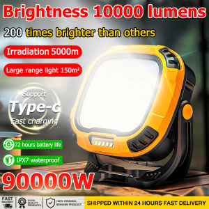 [24 hours delivery] solar camping light 30000mAh IPX7 waterproof portable work light emergency light solar searchlight LED solar spotlight lampu solar light outdoor lampu kerja 太阳能灯