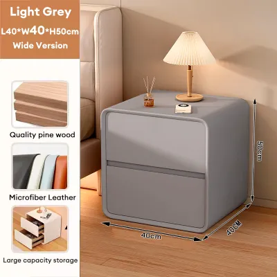 lron Poetry.PH Minimalist Bedside Table With Drawer Cream Solid Wood Bedside Table With Hidden Handles