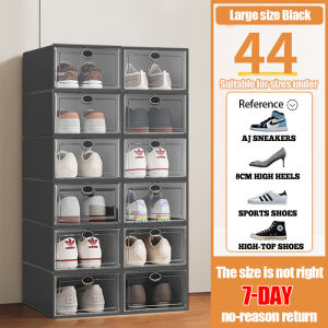 6PCS Big Size Shoe Box Storage Organizer Hard Plastic Foldable Transparent Clear Shoe Box Stackable Candy Color Shoe rack