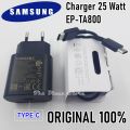 Samsung Fast Charger 25 Watt Type C To Type C EP-TA800 Original For Samsung Galaxy A24 4G , A33 5G , A34 , A52 5G , A52s 5G , A53 5G , A54 , A70 , A71 , A71 5G , A72 , A73 5G , A80 , A90 5G , S20+ , S20 5G , S20+ 5G , S21 5G , S21+ 5G , S20 FE 5G ,S20 FE. 