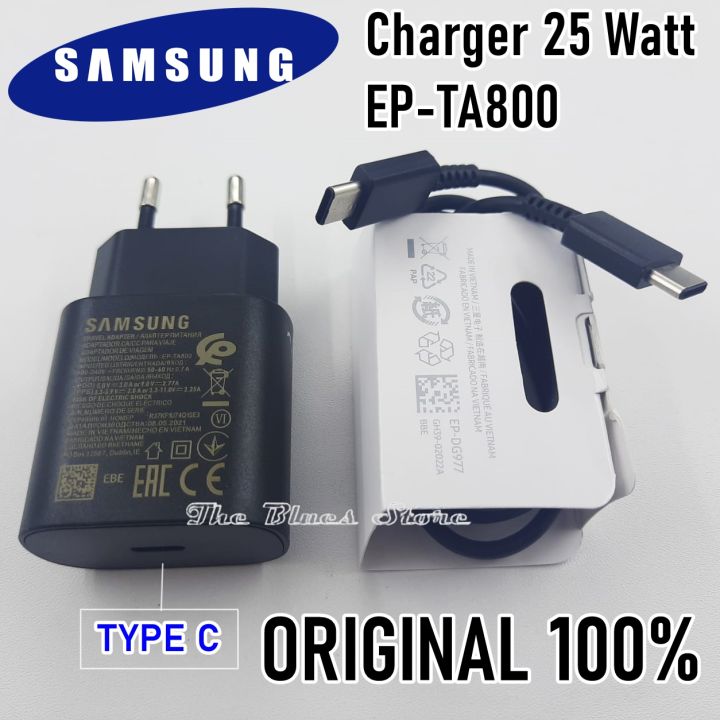 Samsung Fast Charger 25 Watt Type C To Type C EP-TA800 Original For Samsung Galaxy A24 4G , A33 5G , A34 , A52 5G , A52s 5G , A53 5G , A54 , A70 , A71 , A71 5G , A72 , A73 5G , A80 , A90 5G , S20+ , S20 5G , S20+ 5G , S21 5G , S21+ 5G , S20 FE 5G ,S20 FE