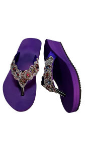 Dép xốp xỏ ngón quai kẹp nữ đính đá đế cao su cứng chống trơn trượt cao 5cm siêu nhẹ êm ái chắc chắn thời trang