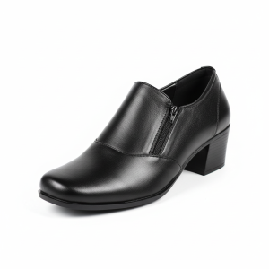 Lika Glady - Sepatu Pantofel Wanita Kulit Heels Formal Kerja Resleting Hitam Hak 5 Cm