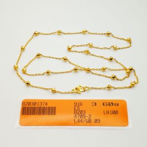 Yon Hing Rantai Leher Design Fashion Emas 916