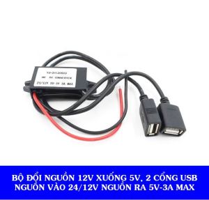 Bộ Đổi Nguồn 12V sang 5VĐầu Ra 2 Cổng USB