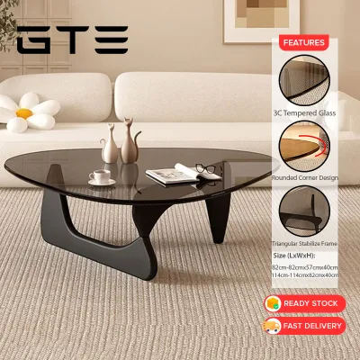 GTE Tempered Glass Coffee Table Creative for Living Room Home Office Modern Simple Light Luxury Coffee Table Meja Kopi Kaca - Fulfilled by GTE SHOP