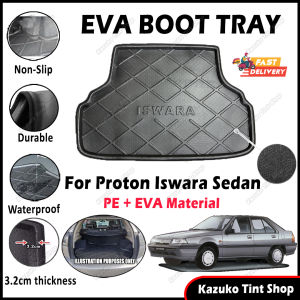 ✨ For Proton Iswara Sedan All Generation EVA Copolymer Car Boot Tray Luggage Cargo Trunk Tray Dulang But Kereta Durable Easy Clean 100% Custom Fit Waterproof Tahan Lama Senang Pasang Senang Cuci Kalis Tahan Lama Air 汽车后箱垫