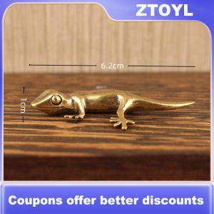 【ZTOYL】 Gecko Figure Home Decor Small Ornaments Antique Brass Animal Figurines Tea Pet Desk Decorations Home Decor Accessories