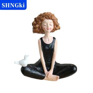SHNGki Yoga Cô Gái Bức Tượng Yoga Bức Tượng Nghệ Thuật Điêu Khắc Hình Nhựa Trang Trí Nội Thất Bàn Trang Trí Trang Trí Statuette Cho Bàn Kệ Sách