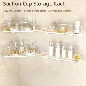 SAVVYSHELF ติดผนัง ชั้นวางของ ถ้วยดูด ไม่ต้องเจาะ ชั้นวางออแกไนเซอร์ ใหม่ หลายฟังก์ชัน ชั้นวางสามเหลี่ยม ใช้ในบ้าน