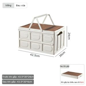 Bàn camping gấp gọn kết hợp hộp đựng đồ đa năng bằng nhựa nắp gỗ MDF để đi cắm trại dã ngoại picnic SHOPE