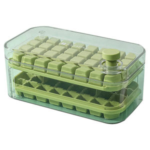 Ice Cube Box Tray 50-Grid with Lid Easy-Release Ice Maker Mold Double-Layer Freezer Storage Box for Home Kitchen
