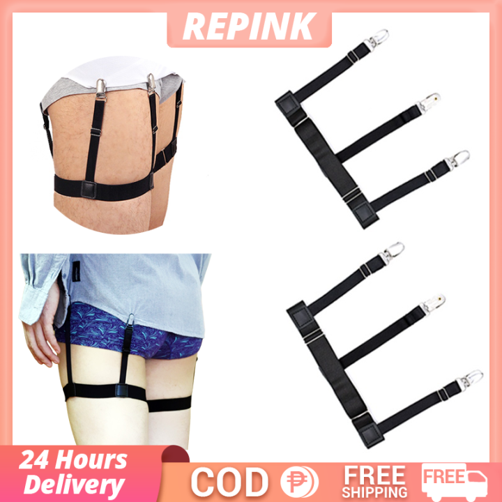 Straps Business Men Garter Belt Suspender with Non-slip Locking Clips Keep  Men Shirt Tucked Leg Thigh Suspender Garters Adjustable Elastic Shirt Stay  Tucked Clip Formal Leather Belt - Lazada