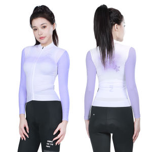 ซิปเต็มเสื้อเจอร์ซีย์นักปั่นระบายอากาศของผู้หญิง INBIKE เสื้อเจอร์ซีย์นักปั่นมืออาชีพบางเฉียบแขนยาวเสื้อเจอร์ซีย์นักปั่นฤดูร้อน