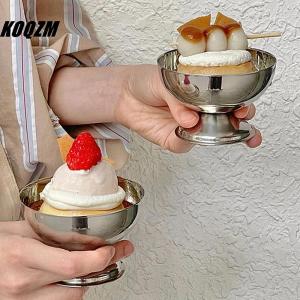 KOQZM Ice Cream Cups Salad Bowl Stainless Steel Bowl Dessert Fruit Plate Snack Dish Party Supplies