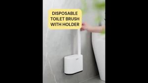 Wall-Mounted Toilet Brush Set No-Dead Corner Cleaning Brush Replacement BrushHead No Drilling Required 360° Cleaning With Holder