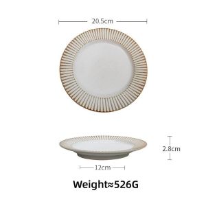 OMK Japanese Style Handmade Ceramic Tableware Set Dinner Plate Deep Dish Salad Bowl