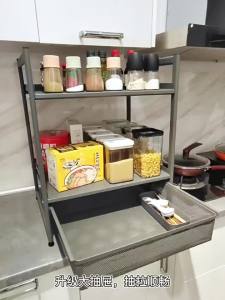 Microwave Oven Rack Kitchen Organizer Microwave Rack Shelf Floor Multi-Layer with Drawer Kitchen Organizer Microwave Rack Shelf