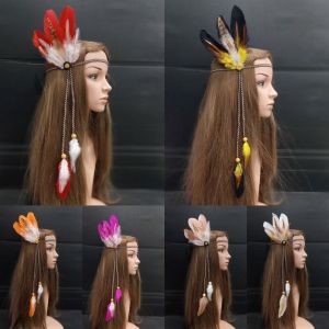 ที่คาดผมขนนก ที่คาดผมโบฮีเมี่ยน คาดผมชนเผ่า แต่งพู่ พร้อมส่ง