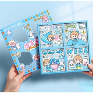 Stiker Momo 100 pcs box 2d lembar Botol Minum Viral Korea Anak - Biru
