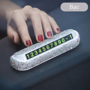 Bảng số điện thoại đính đá sang chảnh Thẻ số điện thoại đa năng để taplo xe hơi ô tô