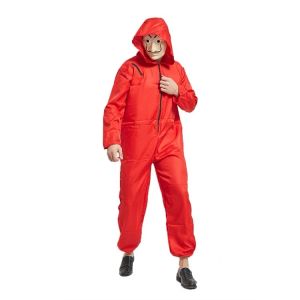 【จัดส่งที่รวดเร็ว】คอสเพลย์ชุดการแสดงฮาโลวีน Banknote House จั๊มสูทสีแดง + หน้ากาก，คอสเพลย์คริสต์มาสวันฮาโลวีน