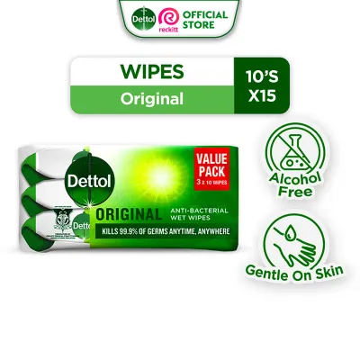 Dettol Antibacterial Wipes Original Wet Tissue 10s x 15units