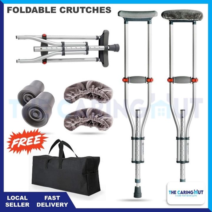 🏅Foldable Lightweight Underarm Crutches With Height Adjustment [SG