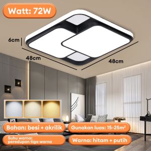 Lampu Plafon LED 72W lampu plafon minimalis Ceiling Lampu Lampu Plafon 3 Warna LED Modern Minimalis