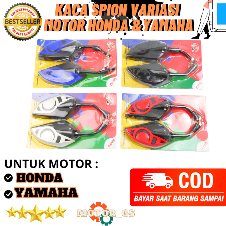 Kaca Spion Motor Variasi Warna JJ Universal Honda & Yamaha Warna Merah