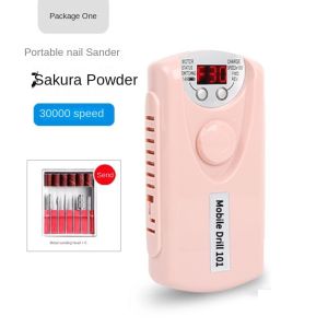 JUSTODO Professional Electric Nail Grinder Pink white 30000 RPM Nail Polishing Machine Portable with Replacement Head Electric Nail Files