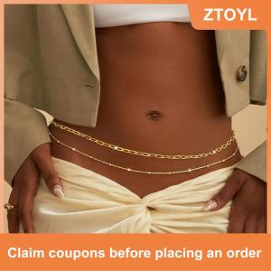 【ZTOYL】 Waist Chain For Women Waterproof 1 2 3 Layers Belly Chains Beach Bikini Waist Body Chain Jewelry Elegance Versatile Acessories