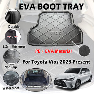 ✨ For Toyota Vios 2023 - Present EVA Copolymer Car Boot Tray Luggage Cargo Trunk Tray Dulang But Kereta Durable Easy Clean 100% Custom Fit Waterproof Senang Pasang Senang Cuci Kalis Tahan Lama Air 汽车后箱垫