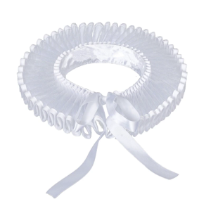 Kids Elizabethan White Mesh Neck Ruff Clown Cosplay Costume Adjustable Ruffled False Collar for Parties Festives Event