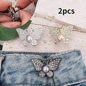 1/2PCS Universal Butterfly Waist Buckle Adjustable for Jeans Pant Pin Clothing Waist Clip Slimming