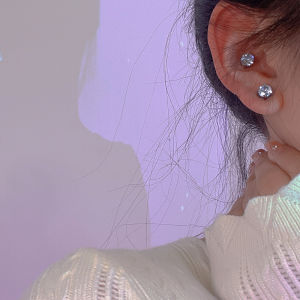 Lovely girls house Punk Magnetic Rhinestone Zircon Clip Earrings for Men Women Black Magnet Non-piercing Ear Clip