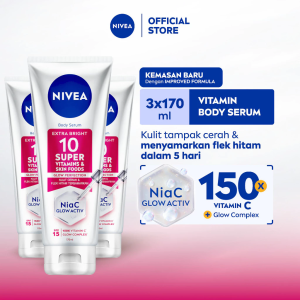 NIVEA Body Serum Extra Bright 10 Super Vitamins SPF15 3x170ml