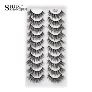 SHIDISHANGPIN 10 False Eyelashes Handmade Soft 3D Mink Eye Lashes Natural Long Thick Volume Eyelash