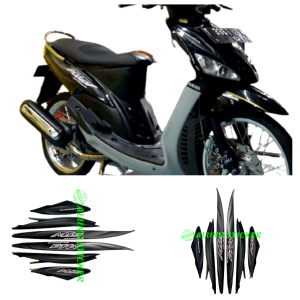 STIKER STRIPING LIS LES BODY MOTOR YAMAHA MIO SPORTY TAHUN 2007 STD FULL HITAM 1SET STANDAR
