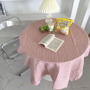 【Deal】 Korean Cotton Linen Tablecloth Picnic Mat Plaid Table Cloth Photo Props Background Cloth Home Decoration