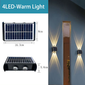 Solar LED Wall Light Automatic Sensor Switch Wall Lights IP65 Waterproof 4/6/10LED Glow up and down Garden Light High Brightness Solar Wall Lamp Suitable for Gardens Fences Streets