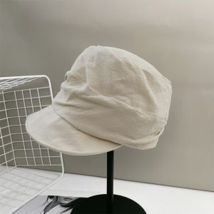 RGFV Japanese Linen Berets Classic Pleated Peaked Caps Vintage Soft Newsboy Hats Female