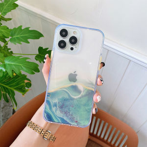 Flowing Gold Marble Transparent PC+TPU iPhone Case for iPhone 14 13 12 Pro ProMax 11 11ProMax X XS XR XSmax 7 8 7Plus 8Plus SE 2020 iPhone Casing Cover [cchoice]