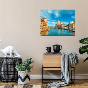 Abstract art sunset water city Venice canvas print picture natural city landscape artwork poster suitable for living room bedroom home decoration 1PCS Wooden Inner Framed or Frameless (or Black Aluminum Alloy Framed)