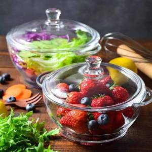 Home Signature High Quality Tempered Bakeware Glass Microwaveable Transparent Cover/Body Food Storage