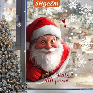 [COD] SHgeZm Mô phỏng Santa Claus hai mặt mô hình trực quan kính cửa sổ Sticker thích hợp cho Giáng sinh Bên Cửa Sổ trang trí