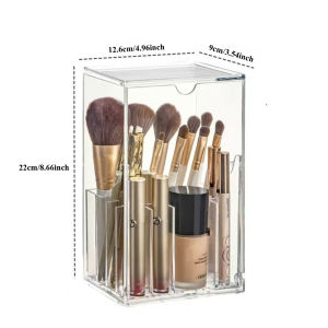Clear Dustproof Makeup Brush Holder Vanity Cosmetic Organizer for Lipstick Eyebrow Pencil Eyeliner Liquid Foundation