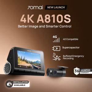 [New Launch] 70mai A810S 4K Dash Cam | Dual - Channel | 4G | ADAS | 24 Hours Parking Surveillance